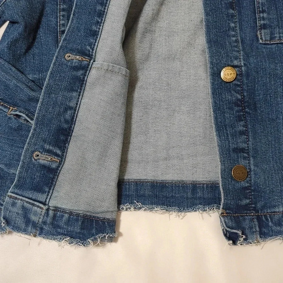 LOFT Raw Hem Cropped Denim Jacket, Color Blue Size S - Picture 9 of 16